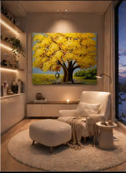 Quadros Sala e Quarto Paisagem Ipê Amarelo Presente de Natal