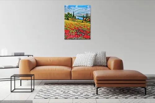 Quadros Sala Paisagem Campo de Papoulas Presente de Natal