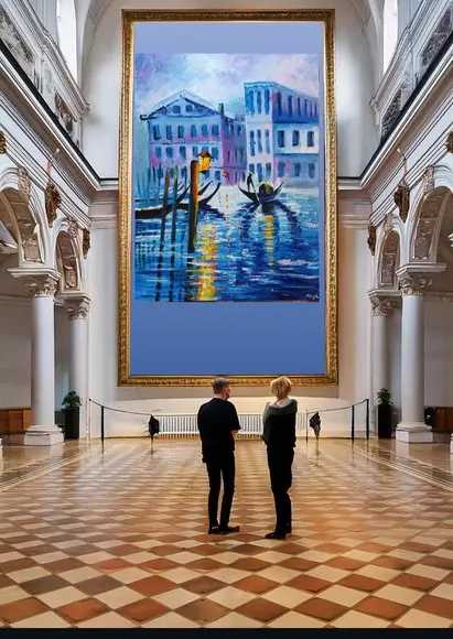 Uquadro Paisagem Gôndolas Veneza Itália Presente de Natal