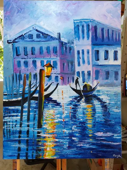 Uquadro Paisagem Gôndolas Veneza Itália Presente de Natal