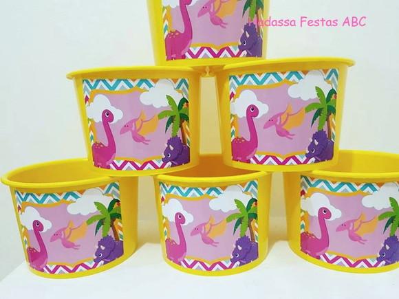 Balde Personalizado Dinossauro Menina