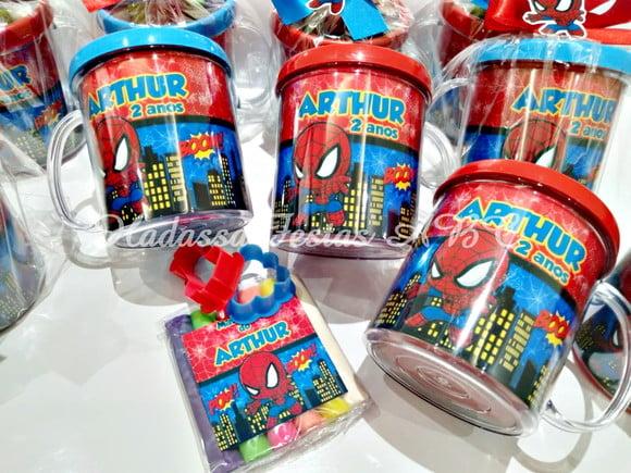 Caneca Acrílica com Kit Massinha Personalizada Homem Aranha