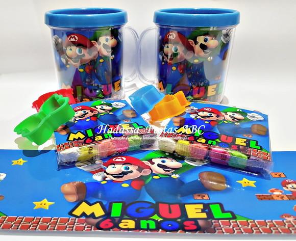 Caneca Acrílica com Kit Massinha Personalizada Super Mario