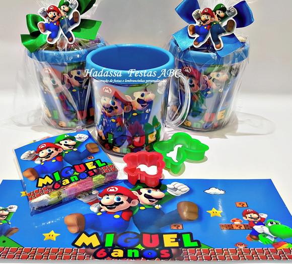 Caneca Acrílica com Kit Massinha Personalizada Super Mario