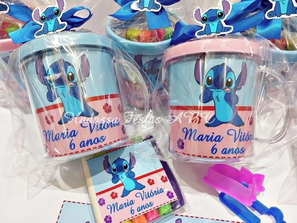 Caneca Acrílica com Kit Massinha Tema Stitch