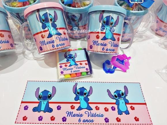 Caneca Acrílica com Kit Massinha Tema Stitch