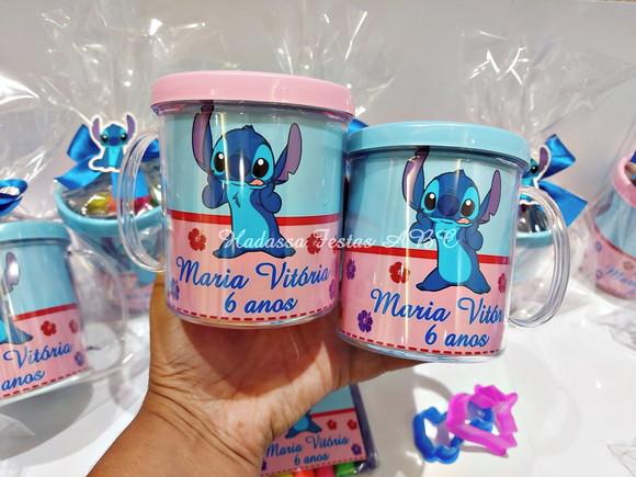 Caneca Acrílica com Kit Massinha Tema Stitch