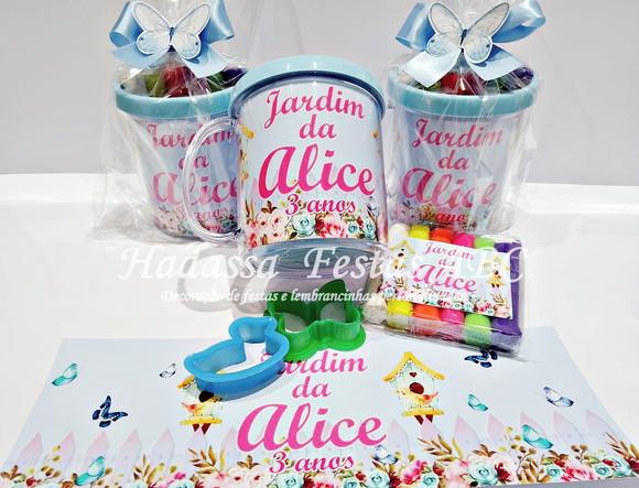 Caneca com Kit Massinha Personalizada Tema Jardim Encantado