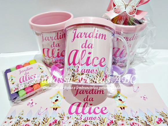 Caneca com Kit Massinha Personalizada Tema Jardim Encantado