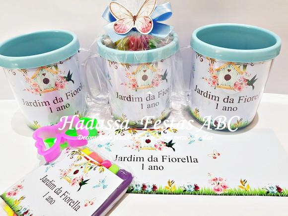 Caneca com Kit Massinha Personalizada Tema Jardim Encantado