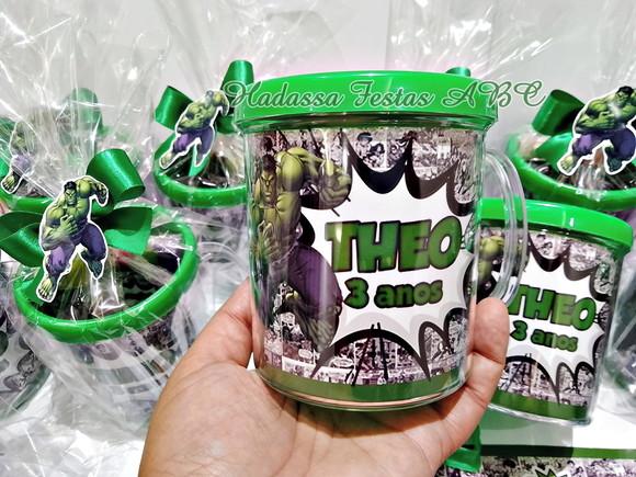 Caneca de Acrílico Personalizada com Kit Massinha Tema Hulk