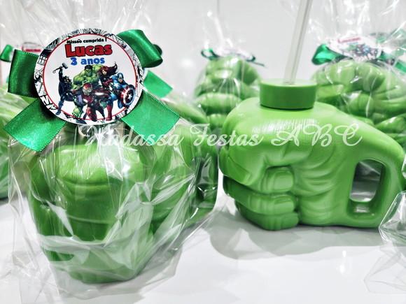 Copo Mão Hulk com Canudo Vingadores
