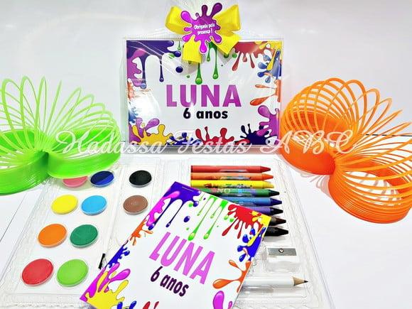 Estojo Aquarela Personalizado Tema Slime 24 Itens