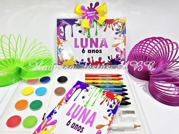Estojo Aquarela Personalizado Tema Slime 24 Itens