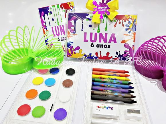 Estojo Aquarela Personalizado Tema Slime 24 Itens