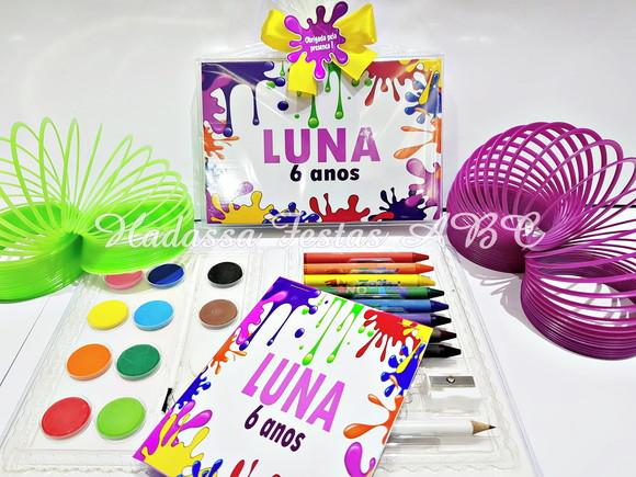 Estojo Aquarela Personalizado Tema Slime 24 Itens