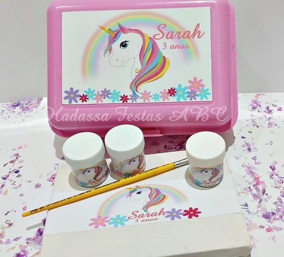 Kit para Colorir (tela com Guache e Pincel) Unicórnio