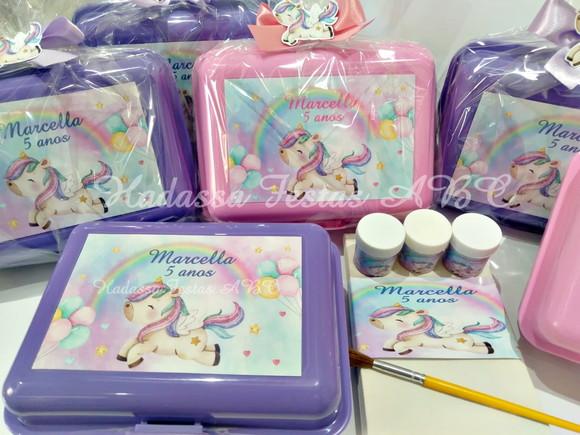 Kit Pintura Tela com Guache Pincel Unicórnio