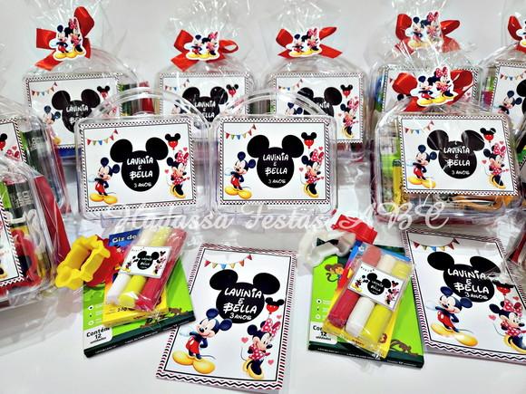 Maleta com Kit para Colorir e brincar tema Mickey e Minnie