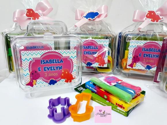 Maleta com Kit para Colorir e Brincar Tema Dinossauro Menina