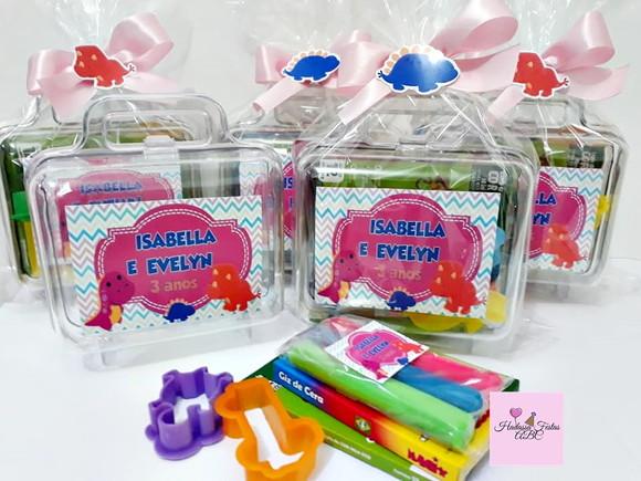 Maleta com Kit para Colorir e Brincar Tema Dinossauro Menina