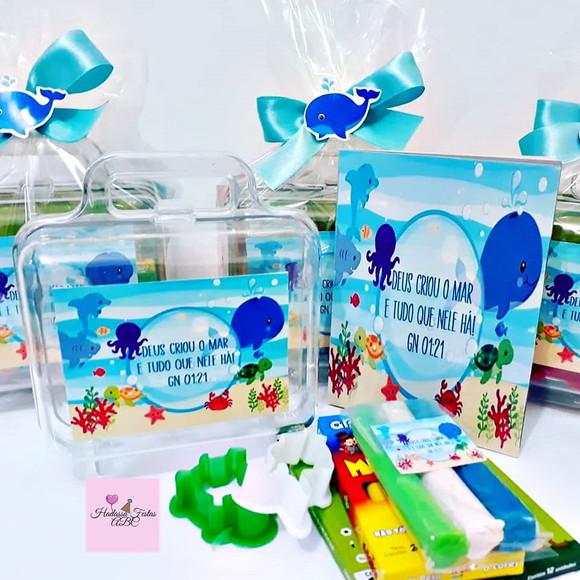 Maleta com Kit para Colorir Tema Fundo do Mar