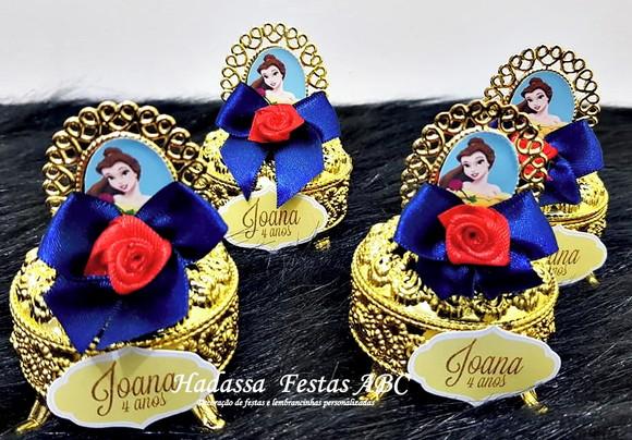Porta Joia Luxo Tema a Bela e a Fera com Tag
