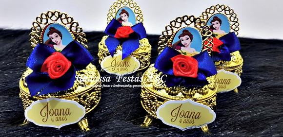 Porta Joia Luxo Tema a Bela e a Fera com Tag