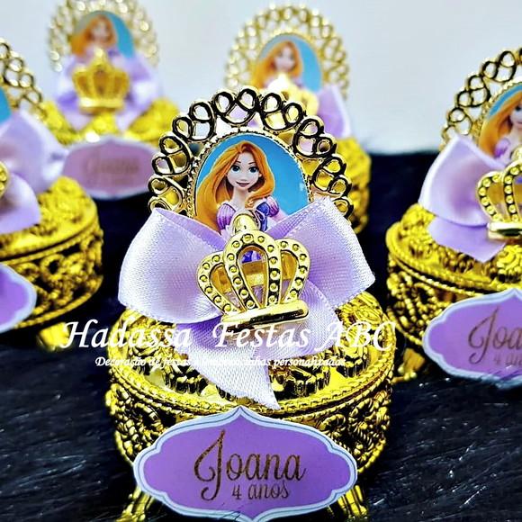 Porta Joia Luxo Tema Rapunzel com Tag