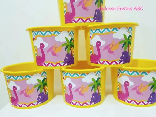 Balde Personalizado Dinossauro Menina