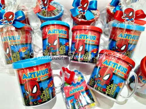 Caneca Acrílica com Kit Massinha Personalizada Homem Aranha