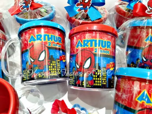 Caneca Acrílica com Kit Massinha Personalizada Homem Aranha