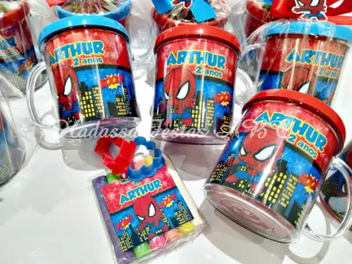 Caneca Acrílica com Kit Massinha Personalizada Homem Aranha