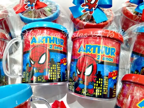 Caneca Acrílica com Kit Massinha Personalizada Homem Aranha