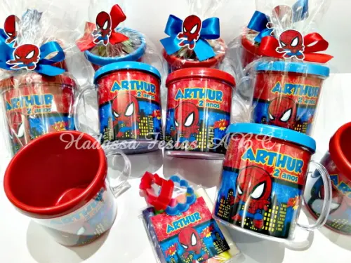 Caneca Acrílica com Kit Massinha Personalizada Homem Aranha