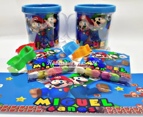 Caneca Acrílica com Kit Massinha Personalizada Super Mario