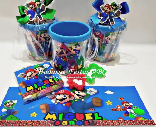 Caneca Acrílica com Kit Massinha Personalizada Super Mario
