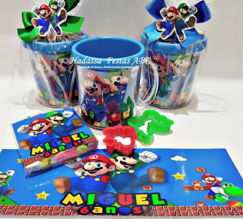 Caneca Acrílica com Kit Massinha Personalizada Super Mario