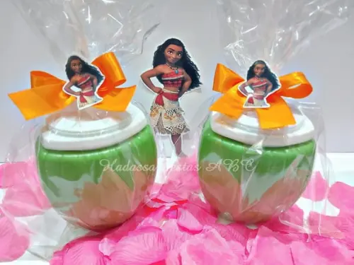 Copo com Canudo em Forma de Coco Personalizado Moana 300 ml
