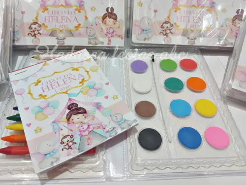 Estojo Aquarela 24 Peças com Livrinho Circo Rosa