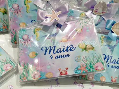 Estojo Aquarela com Livrinho para Colorir Tema Sereia 24 Pçs