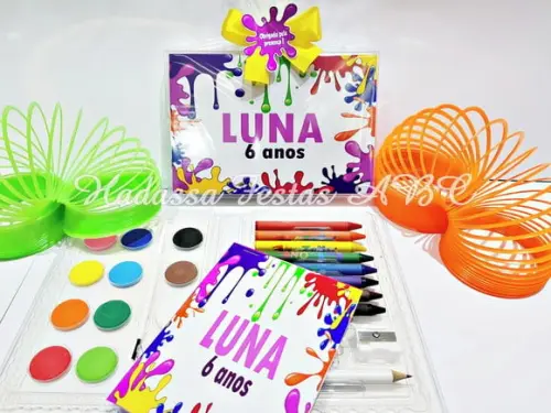 Estojo Aquarela Personalizado Tema Slime 24 Itens
