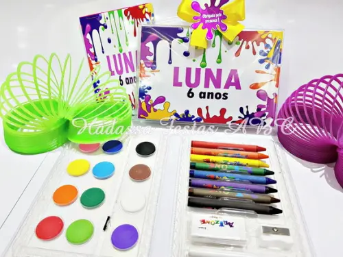 Estojo Aquarela Personalizado Tema Slime 24 Itens