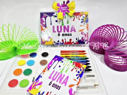 Estojo Aquarela Personalizado Tema Slime 24 Itens