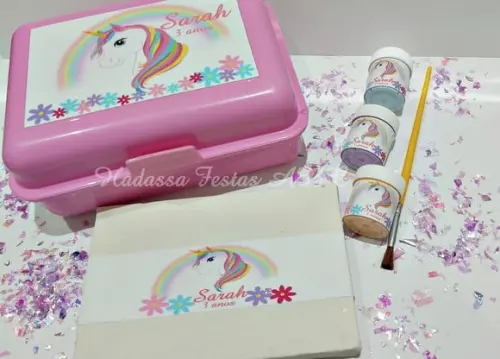 Kit para Colorir (tela com Guache e Pincel) Unicórnio