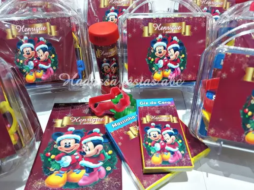 Kit Pintura com Bola de Sabão Personalizada Natal do Mickey