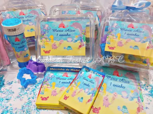 Kit Pintura com Bolinha de Sabão Fundo do Mar Menina