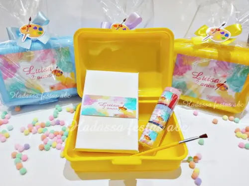 Kit Pintura Tela com Guache Pincel Lembrança Festa Infantil