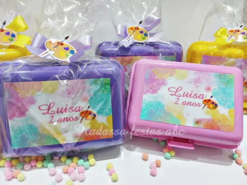 Kit Pintura Tela com Guache Pincel Lembrança Festa Infantil