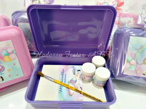Kit Pintura Tela com Guache Pincel Unicórnio